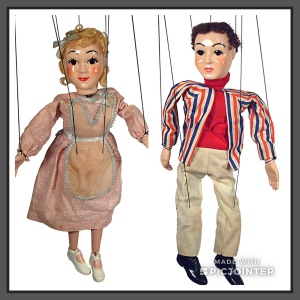 Marionettes, 2 puppets on a string 