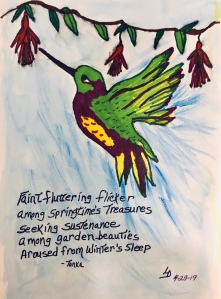 Hummingbird, flowers